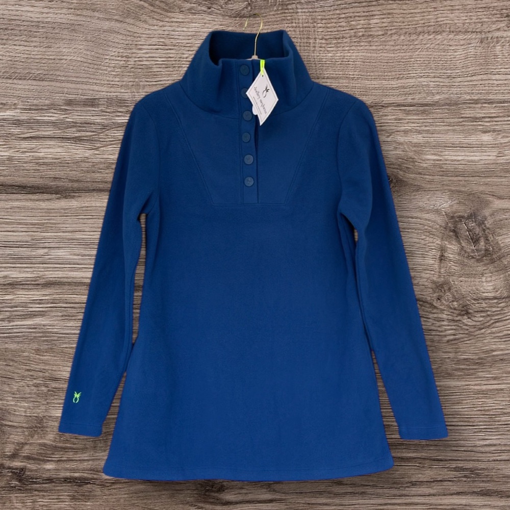 Dudley Stephens Long Wharf Turtleneck True Blue Vello Fleece Small NWT